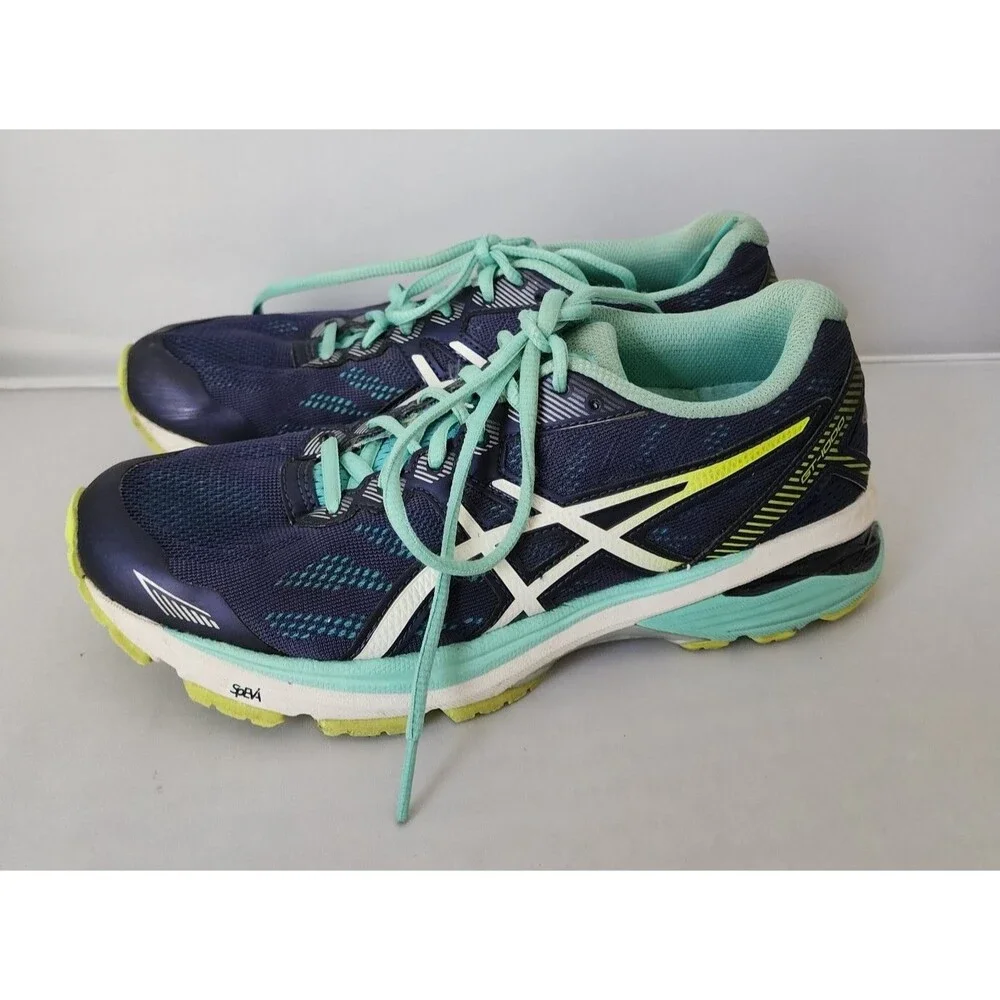 ASICS FUZEX LYTE Women's Athletic Shoes - Size US 7 M Blue /Green Yellow Soles